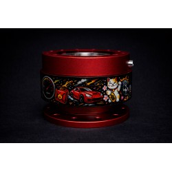 Κεντρικό τιμόνι Dorifuto Black Design με γρήγορη απελευθέρωση σε κόκκινο χρώμα