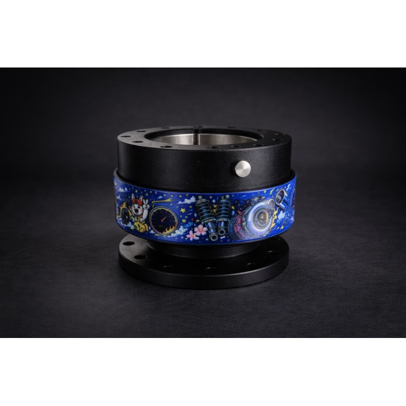 Κεντρικό τιμόνι Dorifuto Blue Design με γρήγορη απελευθέρωση σε μαύρο χρώμα